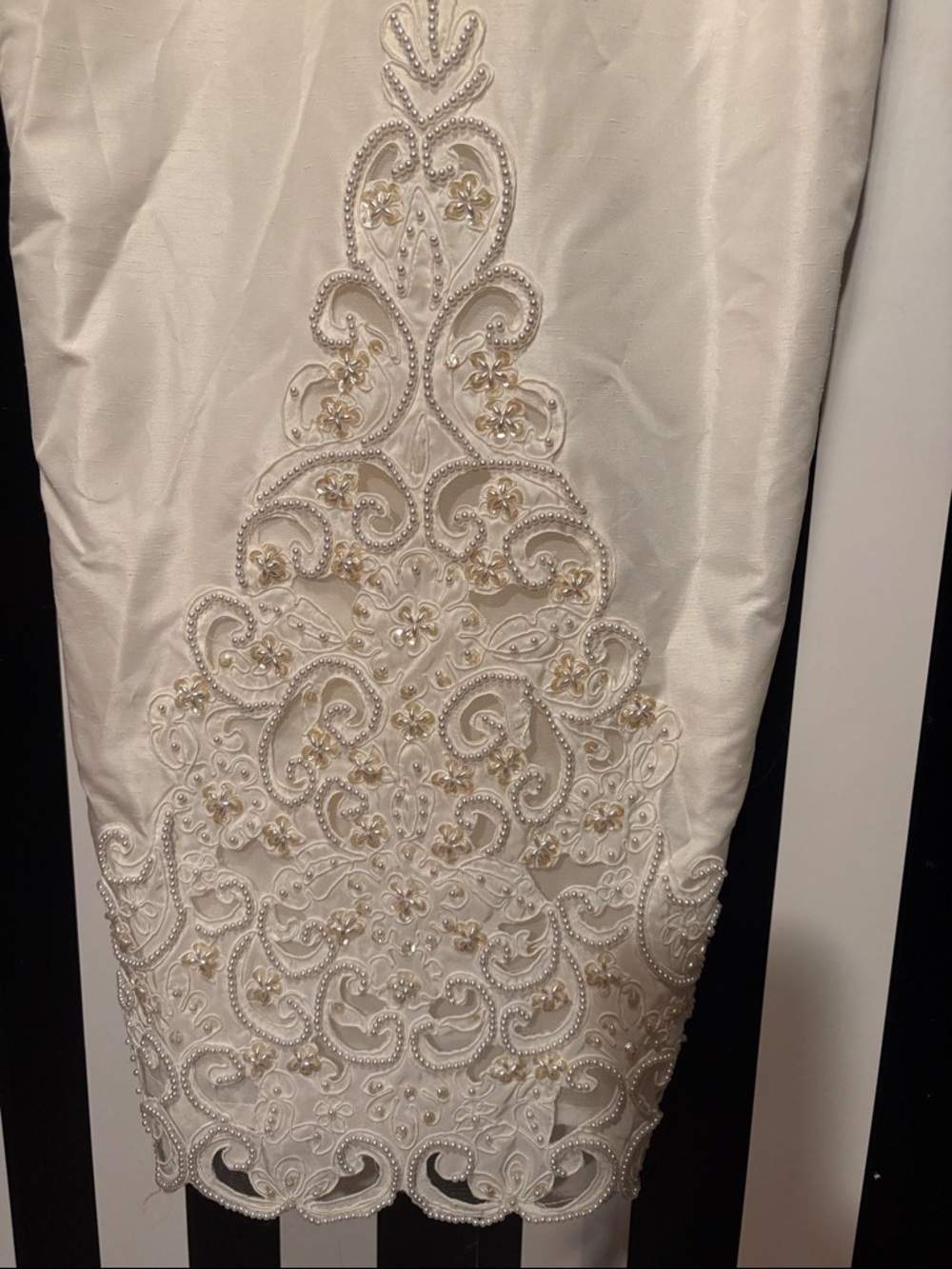 1980s Vintage Ivory Long-Sleeve Wedding Dress Size 8/10 Medium Pearl & Sequin - Picture 12 of 17